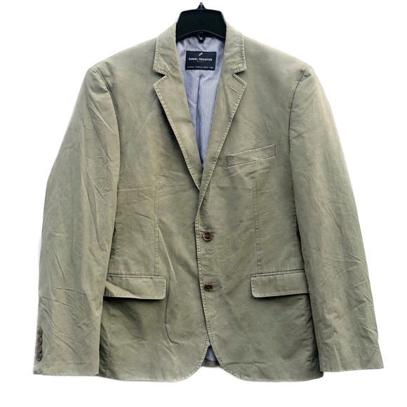 Daniel Hechter Comfortable Lined Khaki Blazer Jacket Casual Sport Coat EUC 42S - Picture 1 of 12